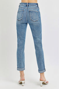 Risen Full Size High Rise Cropped Roll Up Jeans