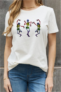 Simply Love Full Size Dancing Skeleton Graphic Cotton Tee