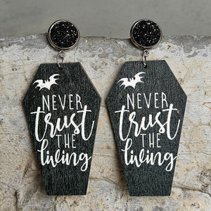 Coffin Shape Wooden Dangle Earrings