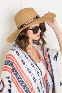 Justin Taylor Printed Belt Sunhat in Beige