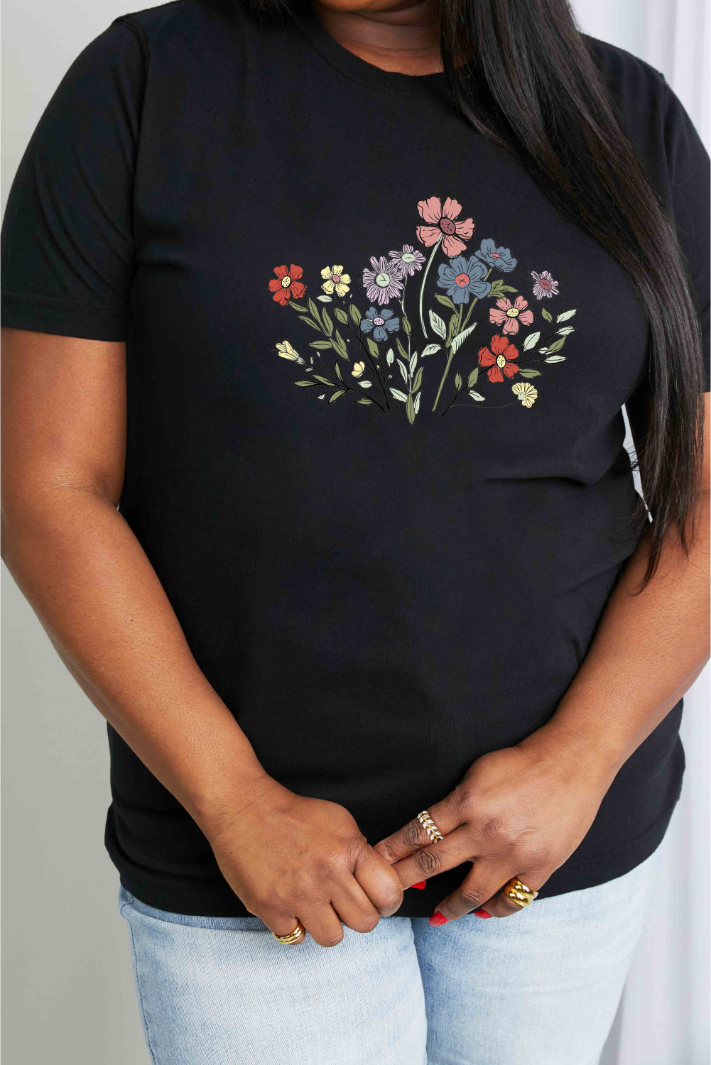 Simply Love Full Size Flower Graphic Cotton Tee