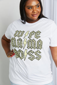 mineB Full Size Leopard Lightning Graphic Tee in White