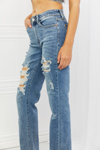 Judy Blue Bella Full Size Distressed Straight Jeans