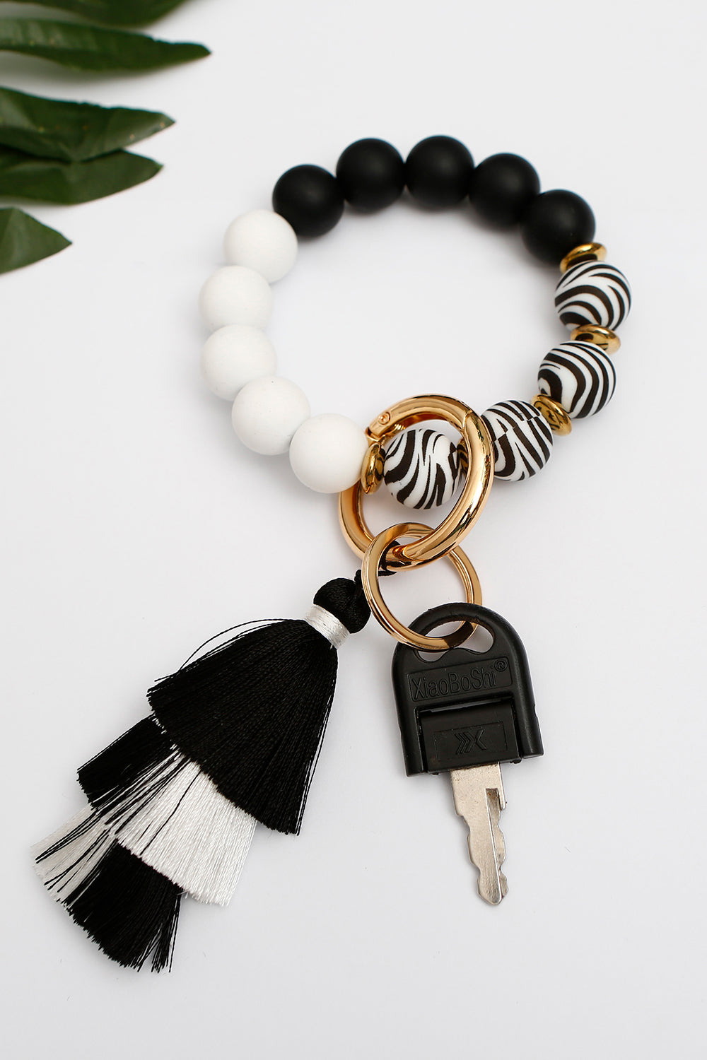 Beaded Keychain with Layered Tassel