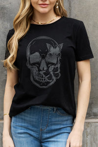 Simply Love Skull Butterfly Graphic Cotton T-Shirt