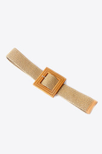 Square Buckle Elastic Braid Belt