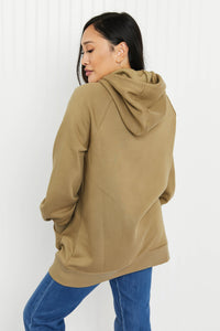 Zenana Fall Festival Full Size Side Tie Longline Hoodie