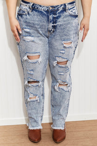 Kancan Taylor Full Size High Rise Distressed Mom Jeans